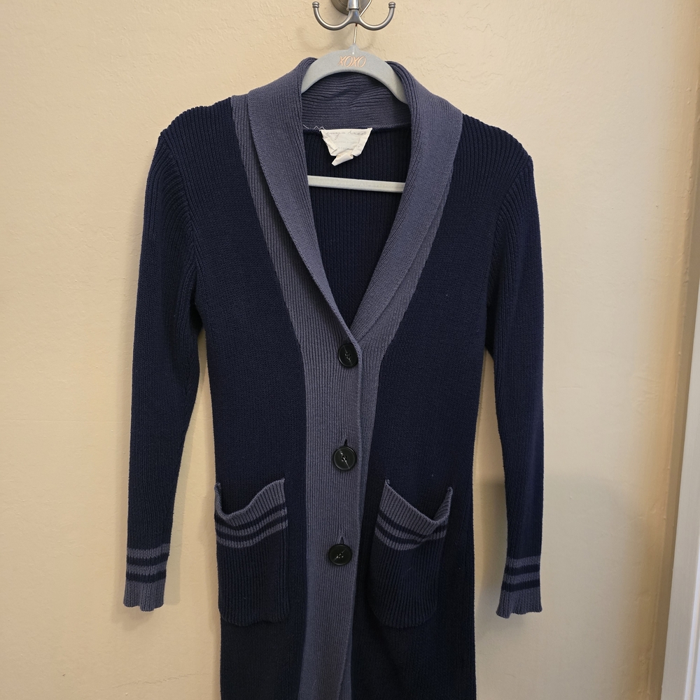 Evy's Tree Candice Duster Navy and Gray Cardigan
